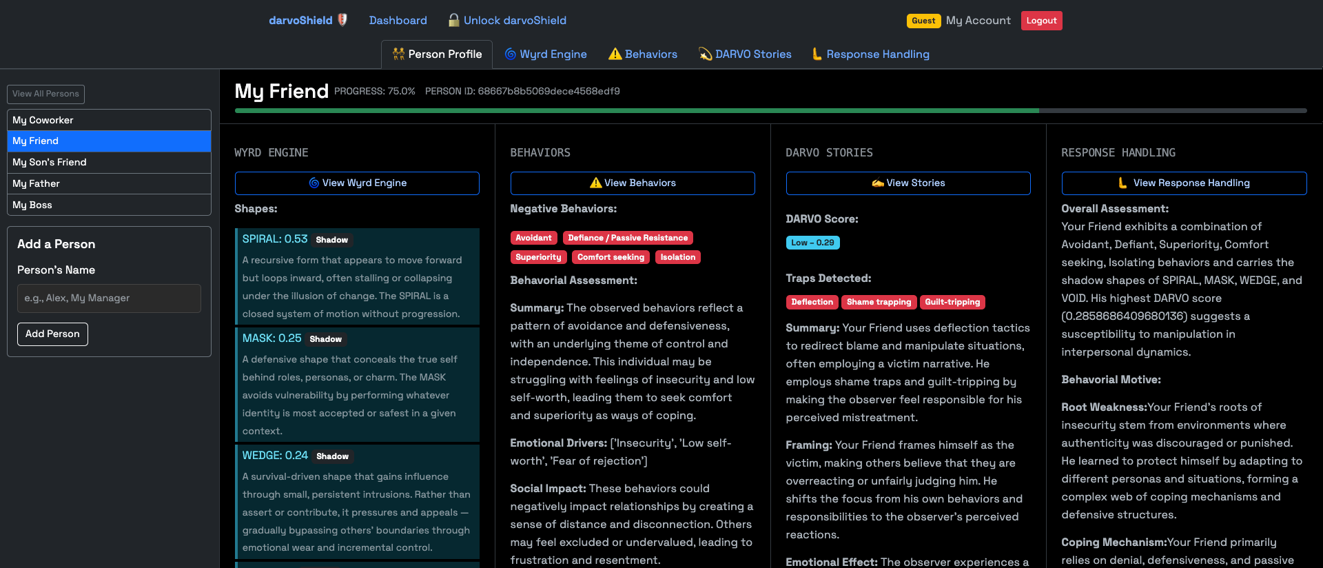 DARVOShield Dashboard